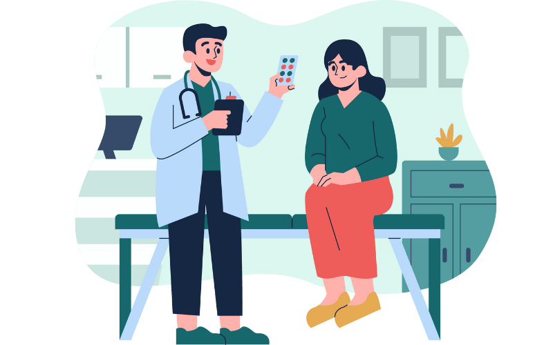 pharmacist prescribing medication to patient