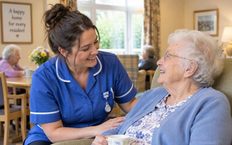 nurse attending to resident